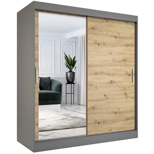 Szafa przesuwna antracyt + dąb artisan 180 cm B1-N24 - Szafy - miniaturka - grafika 1