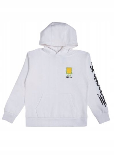 Liu Jo Biała Bluza Dziecięca z Kapturem i Napisami 164 K_a