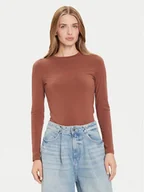 Bluzki damskie - Guess Jeans Bluzka W4YI22 J1314 Beżowy Slim Fit - miniaturka - grafika 1