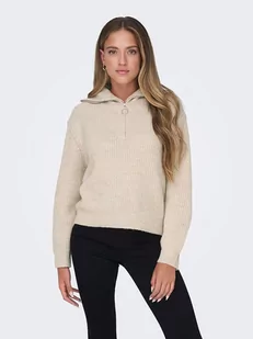 ONLY Sweter "Baker" w kolorze beżowym - Swetry damskie - miniaturka - grafika 1