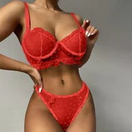 Komplety bielizny - Komplet bielizny z serduszkami - Czerwony XL - miniaturka - grafika 1