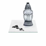 Lampiony i znicze - SZKLANA PODSTAWKA POD ZNICZE Z DEDYKACJĄ 40x40cm 493h - miniaturka - grafika 1