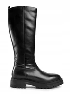 Kozaki damskie - GEOX KOZAKI CZARNE ZAMEK ZE SKÓRĄ DAMSKIE 39 Ż3B - miniaturka - grafika 1