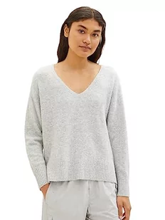TOM TAILOR Denim Sweter damski, 32510 - Basic Light Grey Melange, M - Swetry damskie - miniaturka - grafika 1