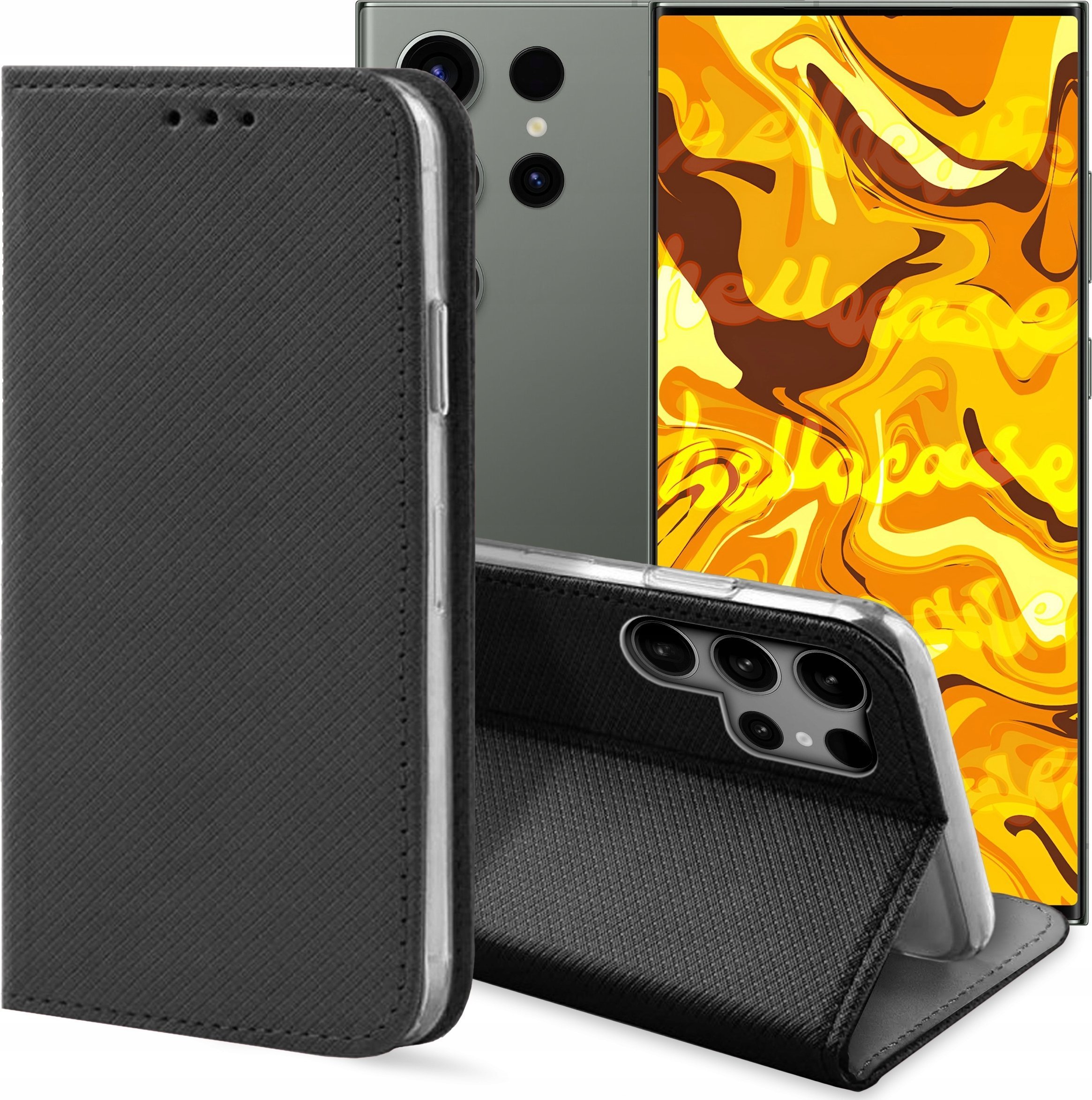 Hello Case ETUI Z KLAPKĄ DO SAMSUNG GALAXY S23 ULTRA CZARNE ZAMYKANE MAGNETYCZNE FLIP