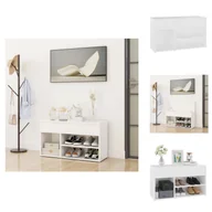 Szafki na buty - vidaXL Ławka na buty biała 80x30x45 cm materiał drewnopochodny - Stojaki i szafki na buty - miniaturka - grafika 1