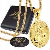 Łańcuszki - ZŁOTY ŁAŃCUSZEK + MEDALIK Z MATKĄ BOSKĄ I DZIECIĄTKIEM JEZUS STAL 316L - miniaturka - grafika 1