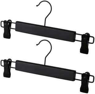 Czarny drewniany komplet wieszaków z klipsem 2 sztuki S8-P35 - Wieszaki do szafy Czarny drewniany komplet wieszaków z klipsem 2 sztuki S8-P35 - Wieszaki do szafy - miniaturka - grafika 1