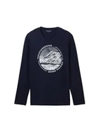 Koszulki męskie - TOM TAILOR Koszulka męska z długim rękawem, 10668 - Sky Captain Blue, M - miniaturka - grafika 1