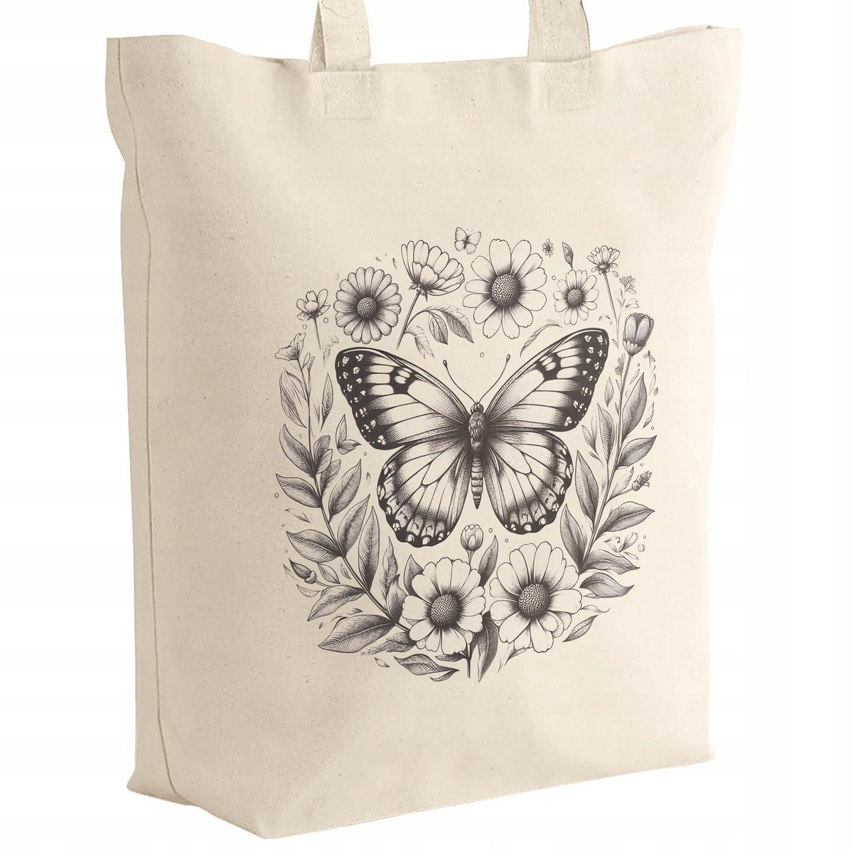 Torba bawełniana z dnem materiałowa na zakupy MOTYLE Dla Miłośników Motyli