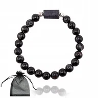 Bransoletki - CZARNY TURMALIN kule 8mm Bransoletka z Naturalnych Kamieni Srebro925 18cm, bez marki, AG00000590 - miniaturka - grafika 1