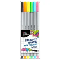 Cienkopisy - Cienkopisy neonowe 6 kolorów KIDEA - miniaturka - grafika 1