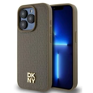 Oryginalne Etui APPLE IPHONE 15 PRO MAX DKNY Hardcase Leather Pattern Metal Logo MagSafe (DKHMP15XPSHRPSW) brązowe - Etui i futerały do telefonów - miniaturka - grafika 1