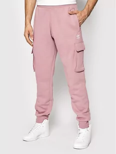 Adidas Spodnie dresowe adicolor Essentials Trefoil Cargo HE6988 Różowy Slim Fit - Spodnie sportowe męskie - miniaturka - grafika 1