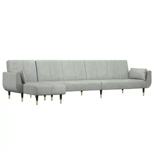 Sofa rozkładana L, jasnoszara, 275x140x70 cm, aksa - Narożniki - miniaturka - grafika 1