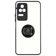 Etui i futerały do telefonów - Xiaomi Poco F4 5G Bi-materiałowa obudowa z metalowym pierścieniem Podstawka wideo w kolorze czarnym - miniaturka - grafika 1