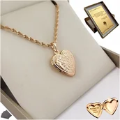 Naszyjniki - ZŁOTY NASZYJNIK SERCE PUZDERKO OTWIERANE + GRAWER NA 30 40 50 60 URODZINY - miniaturka - grafika 1