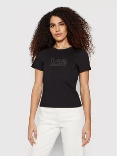 Lee T-Shirt Shrunken L44TET01 Czarny Slim Fit - Koszulki i topy damskie - miniaturka - grafika 1