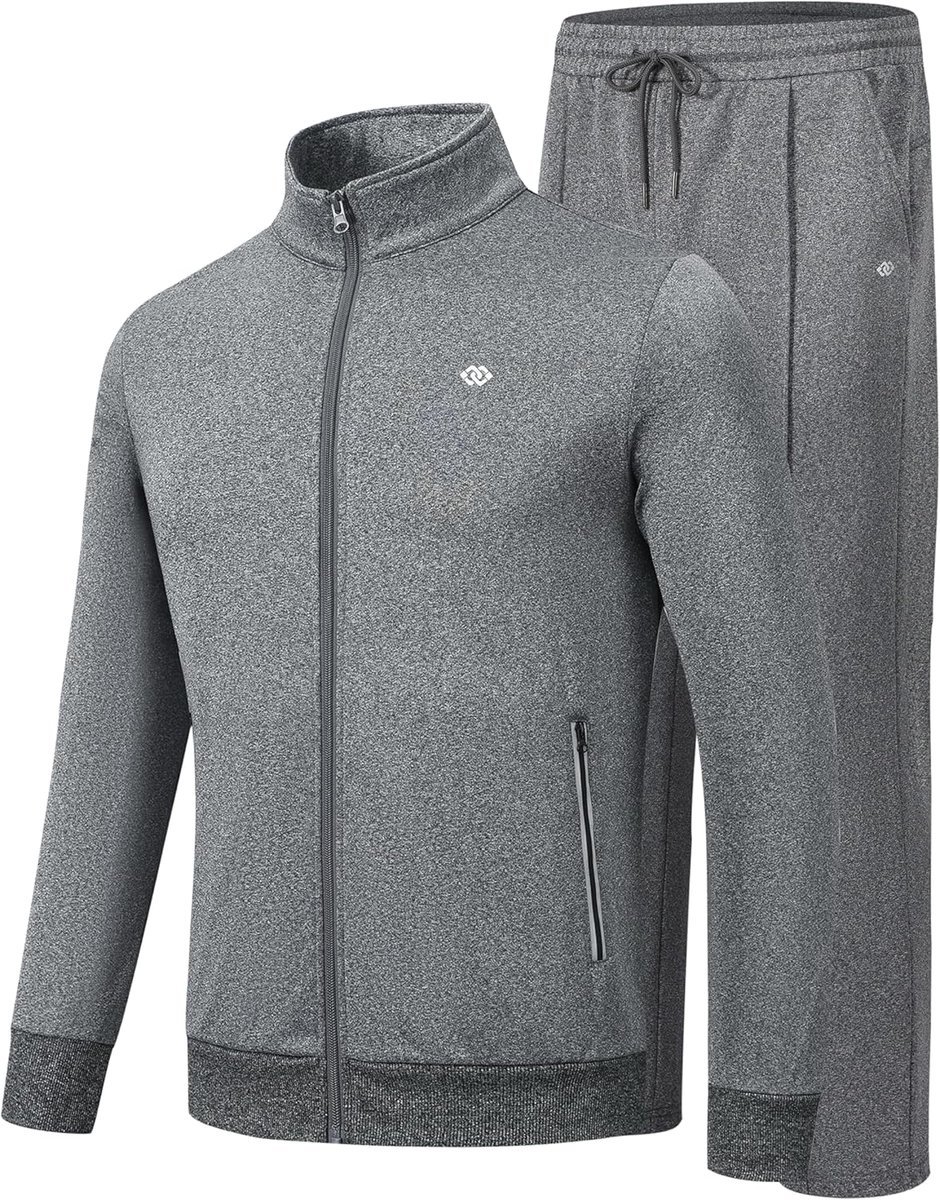 MoFiz Męski Dres Sportowy Komplet Treningowy Wygodny do Biegania Szary 3XL