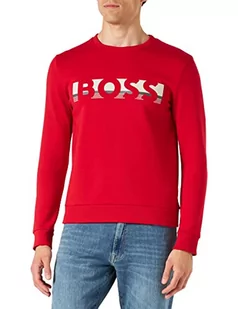 BOSS Męska bluza Salbo 1 unisex z mieszanki bawełny z logo, czerwona, Czerwony, S - Bluzy męskie - miniaturka - grafika 1
