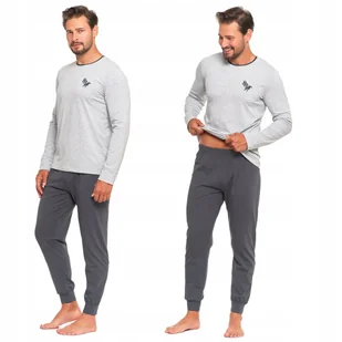 Wygodna PIŻAMA MĘSKA Bawełniana Długi Rękaw i Spodnie Klasyczna MORAJ XXL - Piżamy damskie - miniaturka - grafika 1