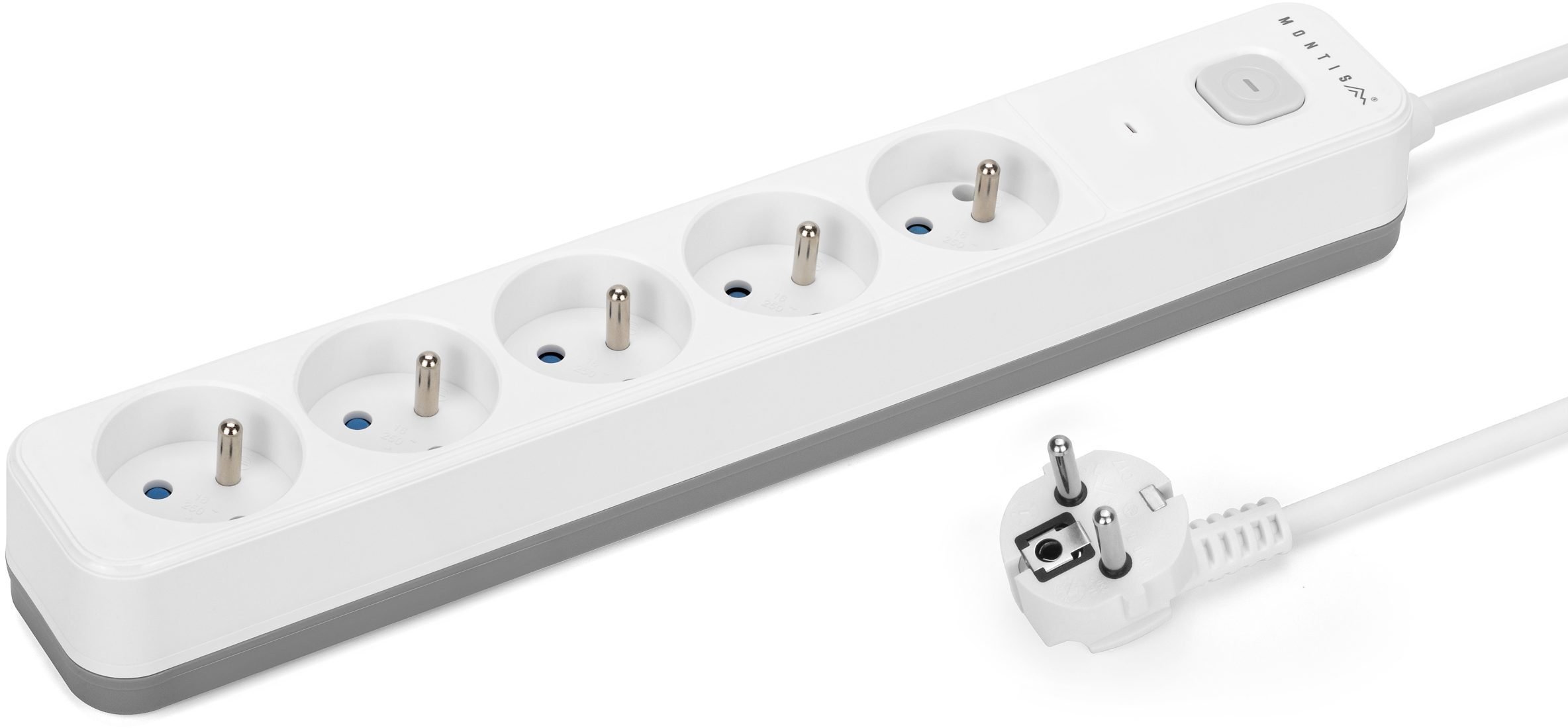 Listwa zasilająca Montis Listwa przeciwprzepięciowa biały-szary 5-gniazdowa 5m MT187-WG-5