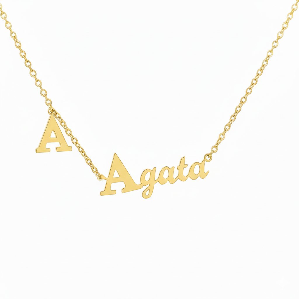 Naszyjnik Name IT [Imiona: Agata] Złota Celebrytka Stal PVD 316L Prezent dla Niej