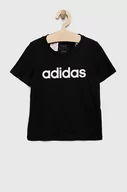 Koszulki dla dziewczynek - adidas t-shirt bawełniany dziecięcy G LIN kolor czarny - miniaturka - grafika 1