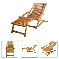 Leżaki ogrodowe - The Living Store Leżak tarasowy z podnóżkiem - lite drewno akacjowe - Leżak - miniaturka - grafika 1