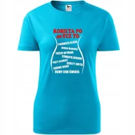 Koszulki i topy damskie - Damska Koszulka z Nadrukiem Kobieta po 40-tce to Prezent na Urodziny turkusowy L - miniaturka - grafika 1