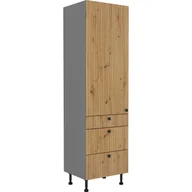 Szafki kuchenne - Szafka Dolna Wysoka Słupek 60 DKS-210 3S 1F Ava Stolarz Lempert Dąb Artisan, Antracyt - miniaturka - grafika 1