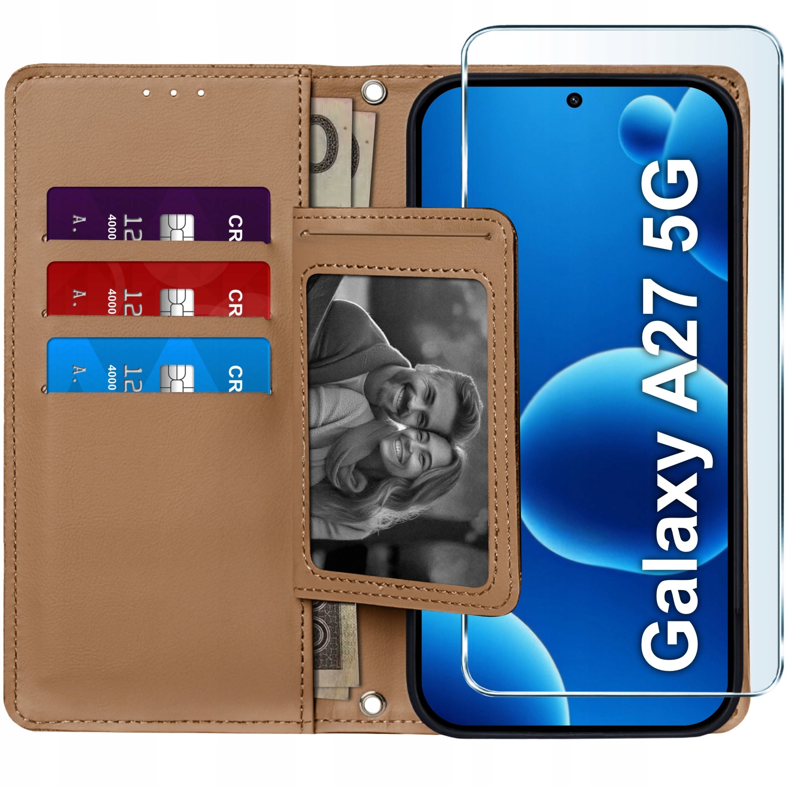 krainaGSM Etui Z Klapką Do Samsung A27 5G Zamykane Magnetyczne + Szkło 9H