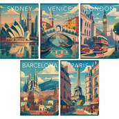 Zeszyty szkolne - Zeszyt A5 60k linia z z marginesem RETRO CITY 400196846 HERLITZ - miniaturka - grafika 1