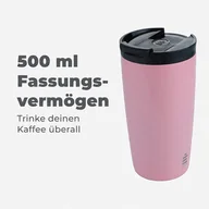 Kubki termiczne - Kubek termiczny termos na kawę herbatę różowy ze stali nierdzewnej 500 ml - miniaturka - grafika 1