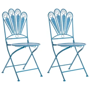 BELIANI Zestaw 2 krzeseł ogrodowych PAVIA Metal Niebieski - Fotele i krzesła ogrodowe BELIANI Zestaw 2 krzeseł ogrodowych PAVIA Metal Niebieski - Fotele i krzesła ogrodowe - miniaturka - grafika 1