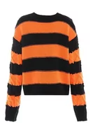 Swetry damskie - Libbi Damski sweter z dzianiny czarny pomarańczowy XS/S - miniaturka - grafika 1