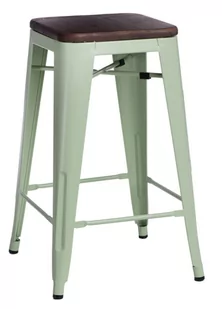 D2.DESIGN Hoker Paris Wood 65cm zielony sosna orze ch 96320 - Taborety i hokery - miniaturka - grafika 1