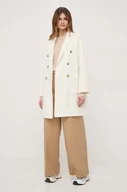 Płaszcze damskie - MAX&Co. płaszcz wełniany kolor beżowy przejściowy dwurzędowy - Max&Co. - miniaturka - grafika 1
