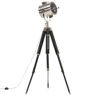 Czarna retro lampa podłogowa z drewna mango - EX192-Erfis - Lampy stojące - miniaturka - grafika 1