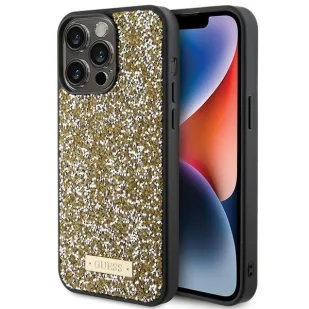 Etui Guess Rhinestone Metal Logo na iPhone 15 Pro Max - żółte - Etui i futerały do telefonów - miniaturka - grafika 1