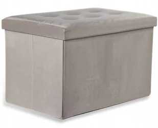 Pufa składana XL z guzikami - 60x38x38cm aksamit beż - Pufy i podnóżki - miniaturka - grafika 1