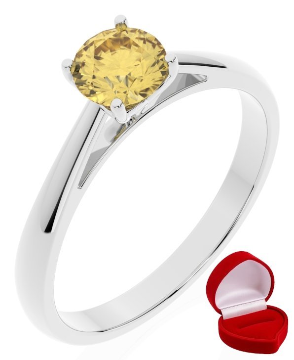 ZŁOTY PIERŚCIONEK ZARĘCZYNOWY 585 14k SZAFIR 0,50 ct BIAŁE ZŁOTO R18