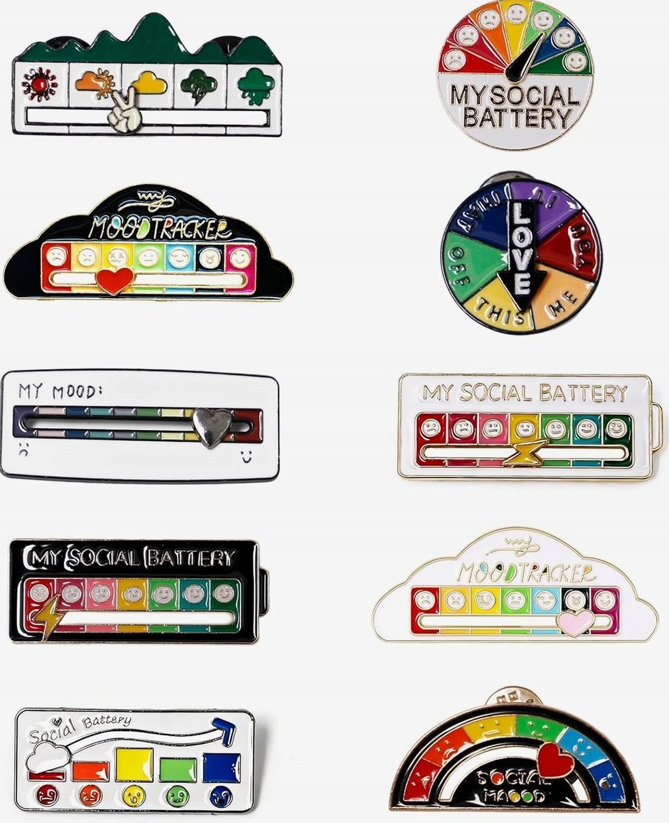 BROSZKI 10 SZTUK NASZYNIK ODZNAKI PINS ZNACZKI ZESTAW BATERIA NASTRÓJ