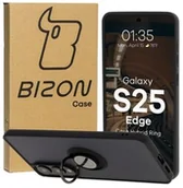 Etui i futerały do telefonów - Bizon Etui z uchwytem na palec Case Hybrid Ring do Galaxy S25 Edge, przydymione z czarną ramką - miniaturka - grafika 1