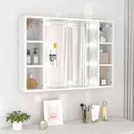 Toaletki - Lumarko Szafka z lustrem i oświetleniem LED, biała, 76x15x55 cm - miniaturka - grafika 1