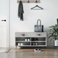 Wieszaki i stojaki - vidaXL Ławka z miejscem na buty, szarość betonu, 102x35x55 cm - miniaturka - grafika 1