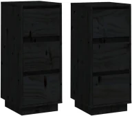 Komody - Zestaw 2 czarnych drewnianych komód L8-E86 - miniaturka - grafika 1