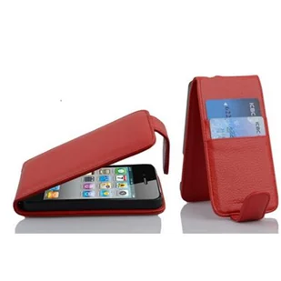 Cadorabo Etui na Apple iPhone 4 / iPhone 4S Etui w kolorze czerwonym Etui z klapką na telefon Etui na telefon Pokrowiec ze skóry syntetycznej - Etui i futerały do telefonów - miniaturka - grafika 1