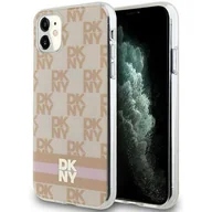 Etui i futerały do telefonów - Oryginalne Etui IPHONE 11 / XR DKNY Hardcase IML Checkered Mono Pattern & Printed Stripes MagSafe (DKHMN61HCPTSP) różowe - miniaturka - grafika 1