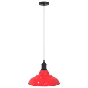 vidaXL Lampa wisząca z regulacją wysokości E27 połysk czerwony metal - Lampy ogrodowe - miniaturka - grafika 1